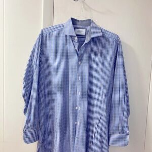 Charles Tyrwhitt spread collar blue/white & gray dress shirt size 16x33